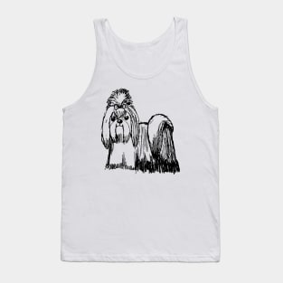 Shih Tzu Dog Sketch Tank Top